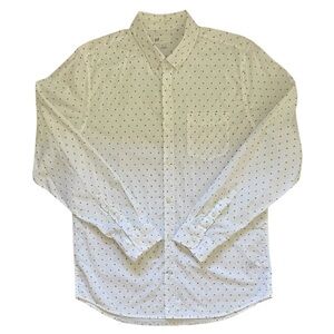 Gap Mens L White Blue Slim Fit Casual Button Down Cotton Shirt Long Sleeve